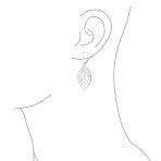Tribal Boho Feather Dangle Earrings Sterling Silver Leaf Drop Western Jewelry - Image 3