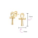 Egyptian Ankh Cross Sterling Silver Small Stud Earrings - Image 10