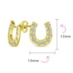 Western Lucky Equestrian Horseshoe CZ Stud Earrings Gold - Image 8