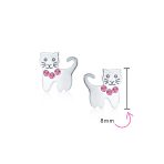 Mini Petite Blue Pink Crystal Cat Stud Earrings in Sterling Silver - Image 7