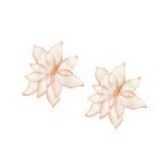 Large Statement Poinsettia Brooch Clip-On Earrings Set Red Enamel Gold Plated - Image 7