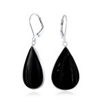 Natural Orange Red Carnelian Big Teardrop Dangle Earrings .925 Sterling Silver Lever back - Image 3