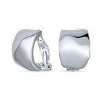 Geometric Hammered Dome Half Hoop Clip-On Earrings For Non-Pierced Ears - Image 2