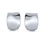 Geometric Hammered Dome Half Hoop Clip-On Earrings For Non-Pierced Ears - Image 4