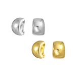 Set of 2 Huggie Shrimp Half Hoop Clip-On Earrings Gold