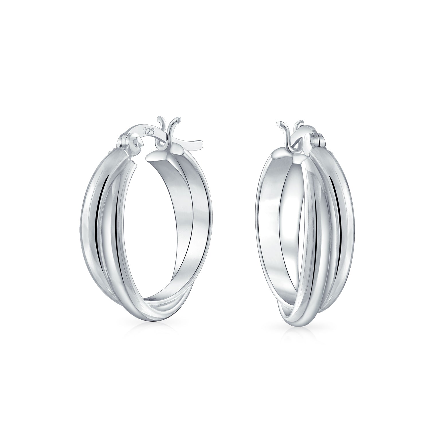polished-hoop-silver-double-twist_n-grw-2610268-az_1 Timeless Slender Wire Rope Hoop Huggie Earrings 0.85 Inch Diameter - Image 1