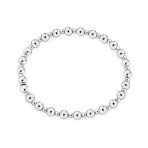 Classic Round Alternating 3-5MM Ball Bead Stretch Bracelet .925 Sterling Silver - Image 2