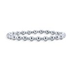 Classic Round Alternating 3-5MM Ball Bead Stretch Bracelet .925 Sterling Silver