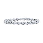 Classic Round Alternating 3-5MM Ball Bead Stretch Bracelet .925 Sterling Silver