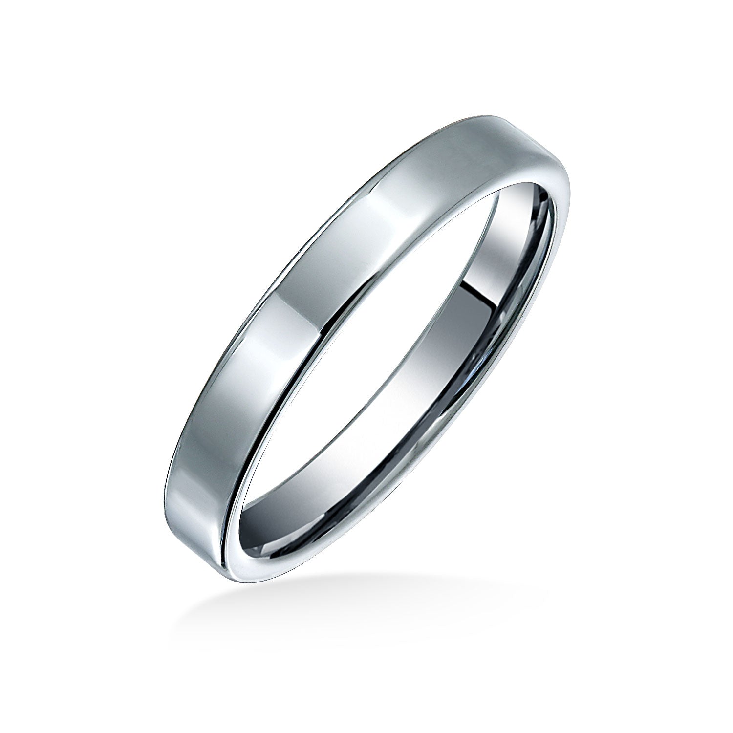polished-unisex-tungsten-weding-band_3-rtn-045_1 Plain Basic 3MM Thin Flat Wedding Band Ring Comfort Fit Titanium - Image 1