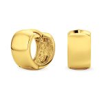 Simple Wide Huggie Hoop Earrings Gold Plated .925 Sterling Silver Polished Hinge Closure - Image 2