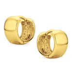 Simple Wide Huggie Hoop Earrings Gold Plated .925 Sterling Silver Polished Hinge Closure - Image 4