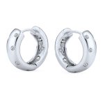 CZ Bezel Set Cubic Zirconia Wide Huggie Hoop Earrings .925 Sterling Silver - Image 2