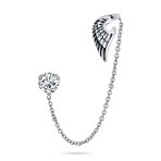 Spiritual Angel Wing Feather Ear Cuff Cartilage Earring CZ Stud Stainless Steel