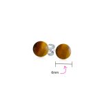 Classic 6MM Light Orange Coral Gemstone Drop Ball Earrings in Sterling Silver - Image 39