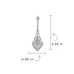 Art Deco Fan Teardrop Crystal Dangle Chandelier Earrings - Image 4