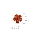 Fashion Enamel 3D Red Rose Flower Clip on Earrings Button Style For Non-Pierced Ears Gold Plated - Image 7