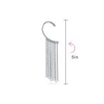 Right Fashion Fringe Cascade Ear Cuff Cartilage Hook Crystal Earring Silver Tone - Image 4