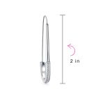 Large Biker Goth Fashion Safety Pin Earrings Crystal Accent Stainless Steel - Image 5