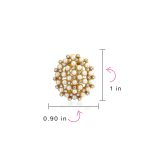 Fashion Round Button Cluster Style White Pearl Clip-On Earrings Gold Plated - Image 4
