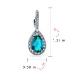 Classic 7CT Aqua Blue Cubic Zirconia CZ Large Teardrop Earrings Hinge Clip Closure - Image 29