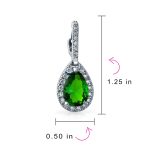 Classic 7CT Aqua Blue Cubic Zirconia CZ Large Teardrop Earrings Hinge Clip Closure - Image 34