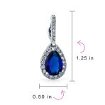 Classic 7CT Aqua Blue Cubic Zirconia CZ Large Teardrop Earrings Hinge Clip Closure - Image 30