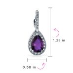 Classic 7CT Aqua Blue Cubic Zirconia CZ Large Teardrop Earrings Hinge Clip Closure - Image 35