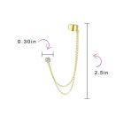 Geometric Ear Cuff Cartilage with Chains CZ Stud 14K Gold Plated Silver - Image 5