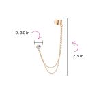 Geometric Ear Cuff Cartilage with Chains CZ Stud 14K Gold Plated Silver - Image 6