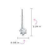 Spiritual Zen Lotus Flower Earrings .925 Sterling Silver Long Chain Threader Stabilizing U Hook - Image 4