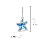 Iridescent Created Opal Inlay Starfish Dangle Drop Earrings - Image 7