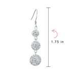 Set of 3 Black Red White Crystal Pave Disco Ball Dangle Earrings Sterling Silver - Image 6