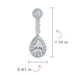 Art Deco Style Cubic Zirconia CZ Statement Teardrop Chandelier Clip On Dangle Earrings - Image 13