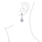 Art Deco Style Cubic Zirconia CZ Statement Teardrop Chandelier Clip On Dangle Earrings - Image 10
