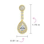 Art Deco Style Cubic Zirconia CZ Statement Teardrop Chandelier Clip On Dangle Earrings - Image 11