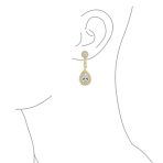 Art Deco Style Cubic Zirconia CZ Statement Teardrop Chandelier Clip On Dangle Earrings - Image 8