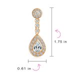 Art Deco Style Cubic Zirconia CZ Statement Teardrop Chandelier Clip On Dangle Earrings - Image 12