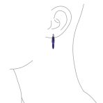 Bali Style Blue Lapis Round Half Crescent Hoop Earrings Milgrain .925 Sterling Silver - Image 9