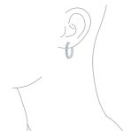 Fancy Cocktail Cubic Zirconia Princess Cut CZ Inside Out Hoop Earrings 1.25 Inch Silver Plated - Image 6
