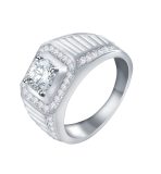 2CTW Clear CZ Princess Cut Stainless Steel Engagement Ring - Image 2