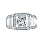 2CTW Clear CZ Princess Cut Stainless Steel Engagement Ring