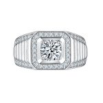 2CTW Clear CZ Princess Cut Stainless Steel Engagement Ring