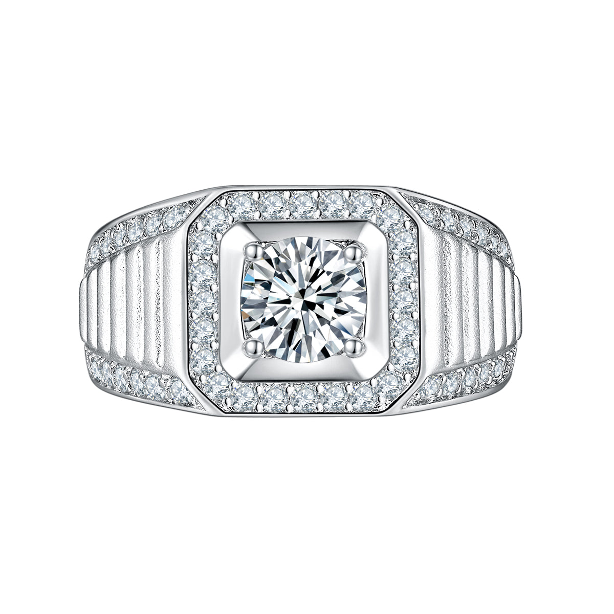 princess-cut-men-engagement_20-ring_br22001 2CTW Clear CZ Princess Cut Stainless Steel Engagement Ring - Image 1