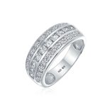 Art Deco Pink Blue CZ Cocktail Statement Ring Silver