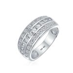 Art Deco Pink Blue CZ Cocktail Statement Ring Silver