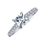 Classic 1.5CT CZ Princess Cut Solitaire Engagement Ring .925 Sterling Silver Pave Band