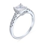 Classic 1.5CT CZ Princess Cut Solitaire Engagement Ring .925 Sterling Silver Pave Band - Image 2