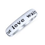 Purity Promise Ring Band True Love Waits Mantra Words .925 Sterling Silver