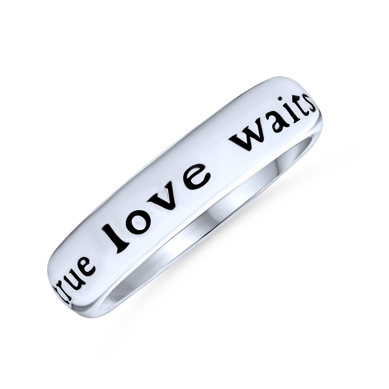 promise-true-love-waits-silver-purity-ring-mma-82667_1 Purity Promise Ring Band True Love Waits Mantra Words .925 Sterling Silver - Image 1
